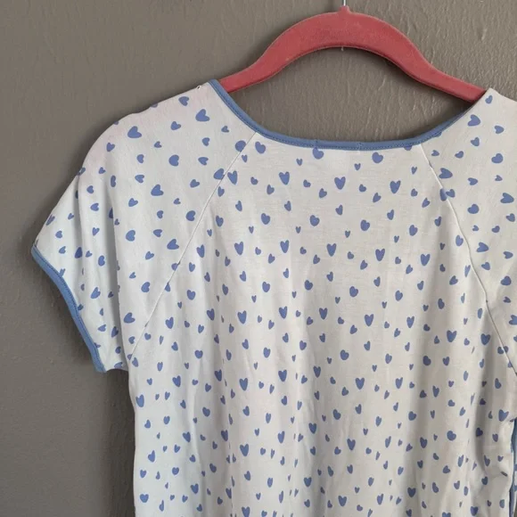 LAKE Blue Heart Print Pima Cotton Sleep Shirt Nightgown Size S - Picture 7 of 7